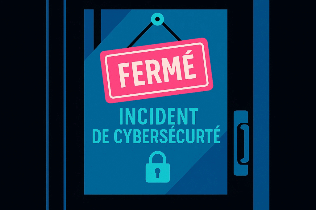 Façade d’une petite entreprise fermée en raison d’un incident de cybersécurité.